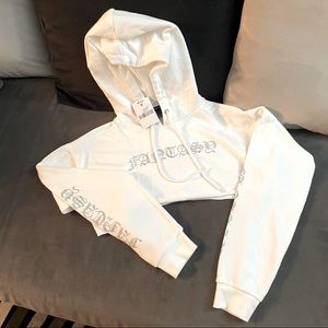 White cropped Fantasy hoodie